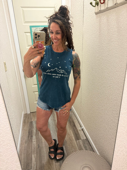 IF THE STARS GRAPHIC TANK TOP: Mineral Navy