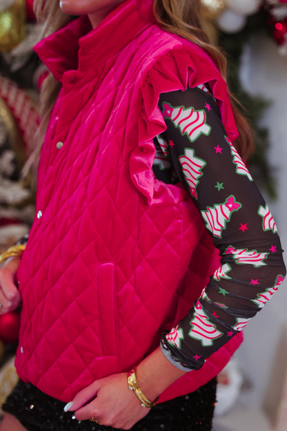 PREORDER- Velvet Quilted Vest- Pink