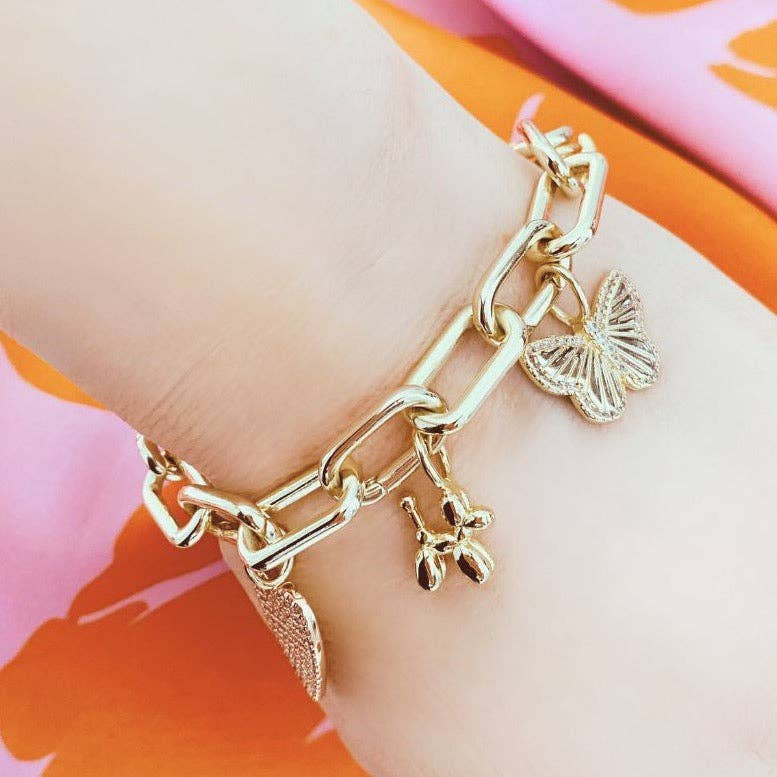 Silver Token Charm Bracelet | Gold & Silver | Adjustable 