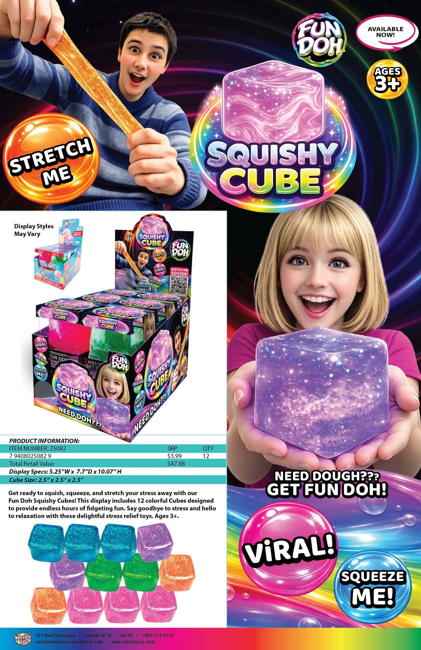 Squish & Squeeze Sparkle Cube Fidget Toy