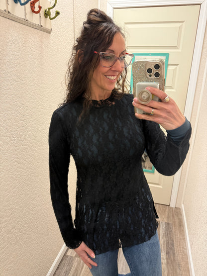 Layla Long Sleeve Relaxed Fit Lace Top