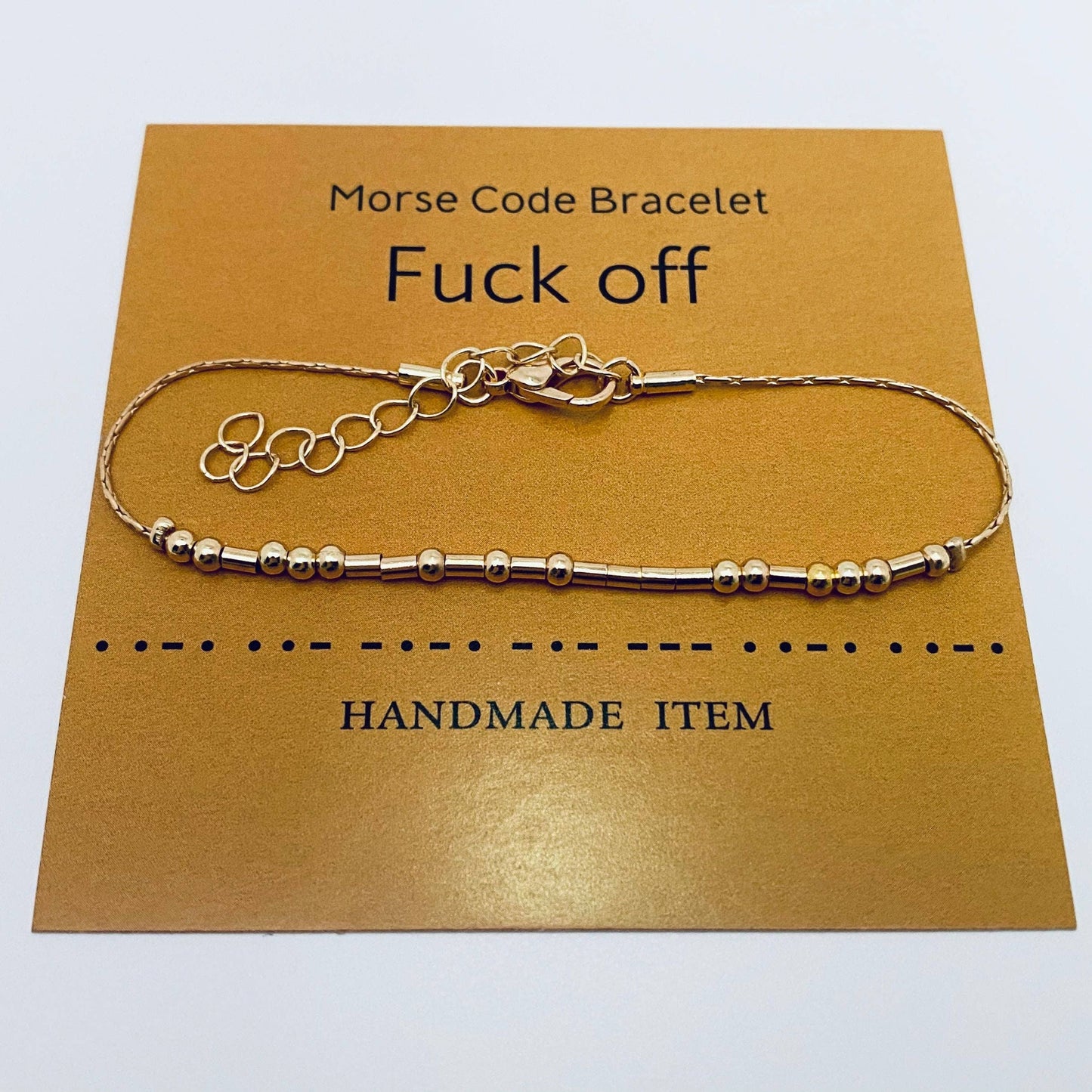 Fuck it Handmade Golden Morse Code Bracelet: