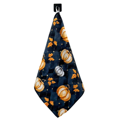 Black Plaid & Pumpkins Halloween Waffle Towels - Fall Decor