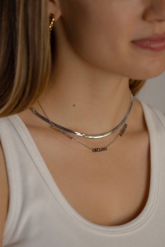 Skinny Herringbone Chain: Silver