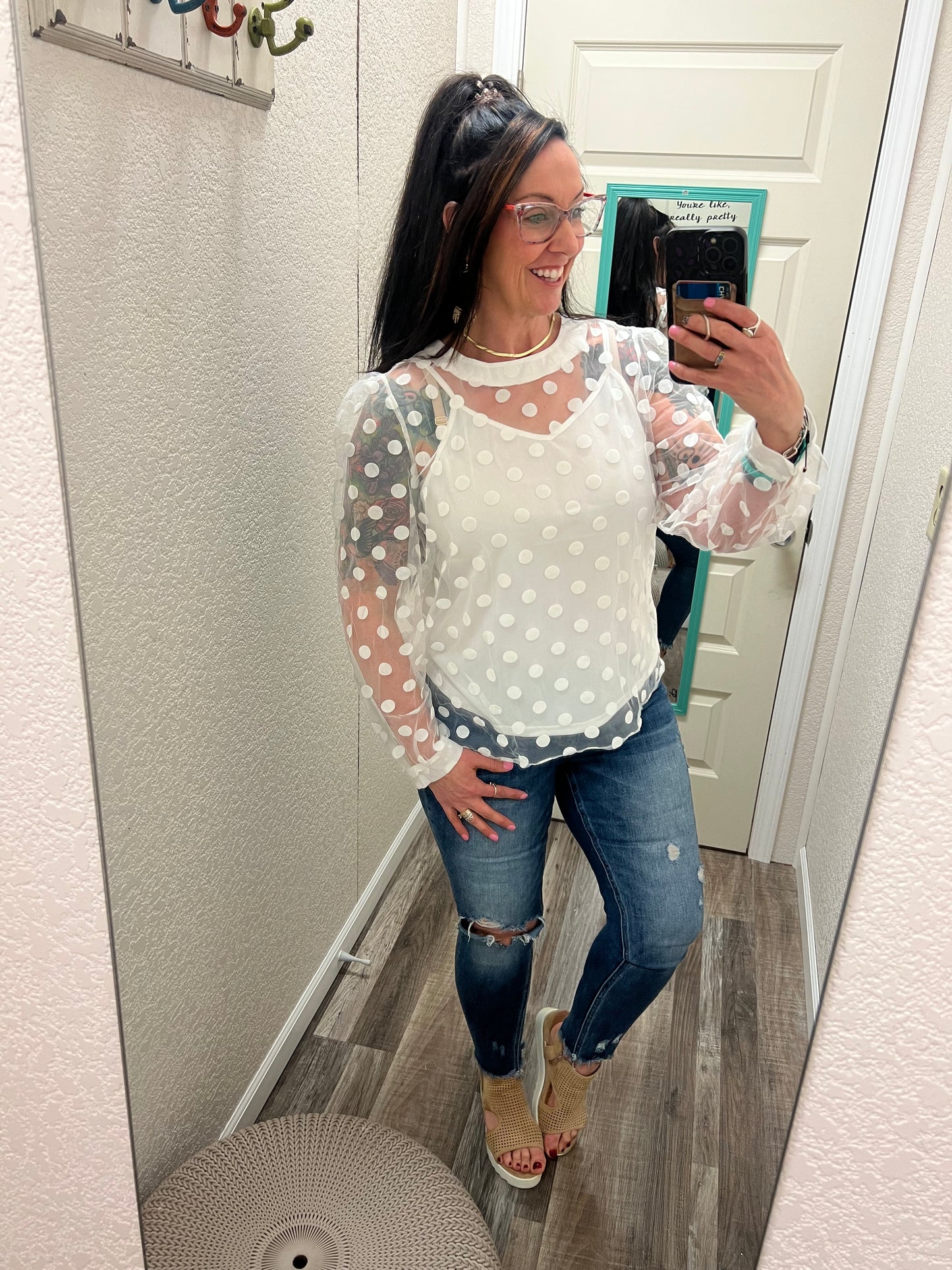 Page Polka dot Mesh top with Cami