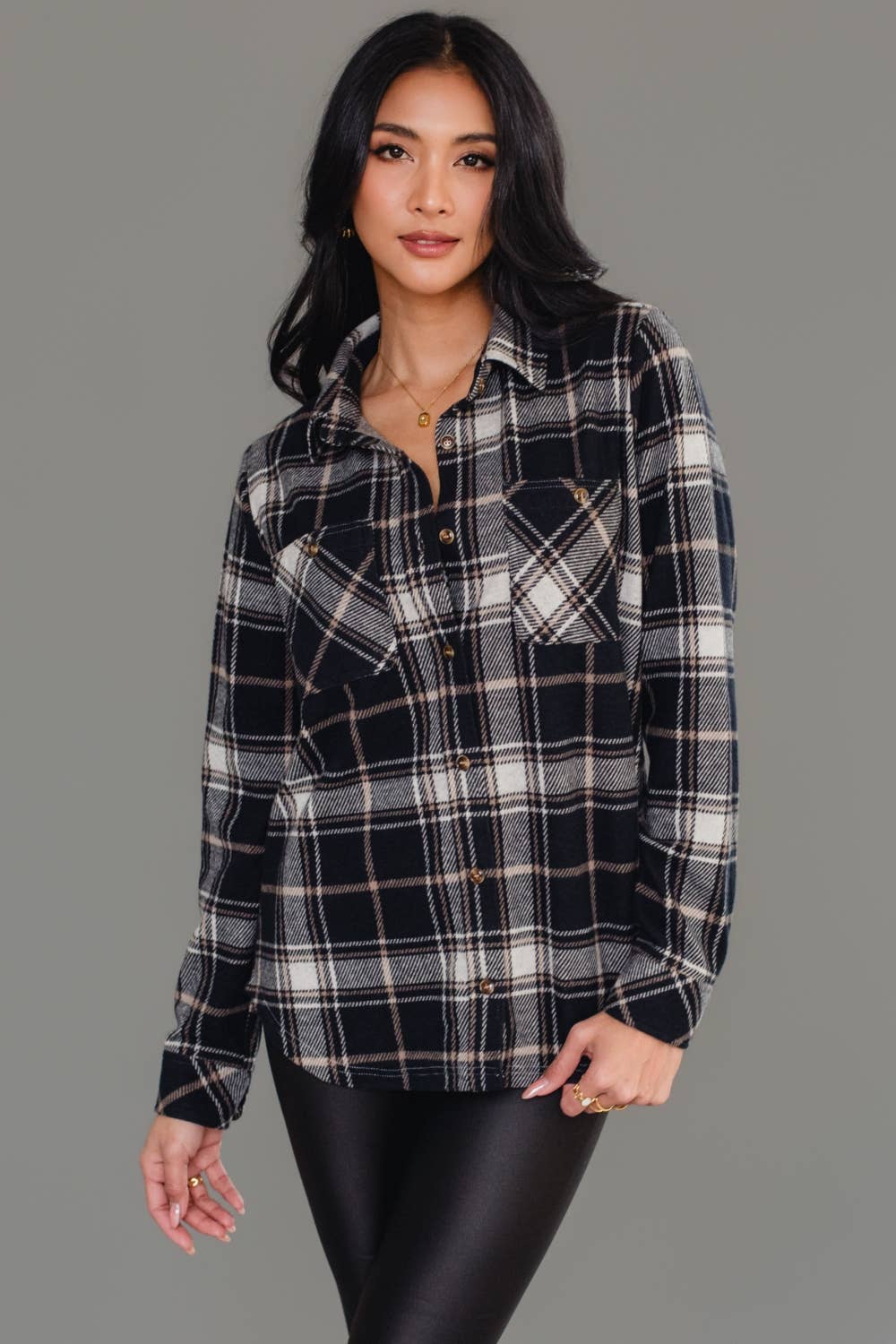 Black Plaid Button Up Flannel