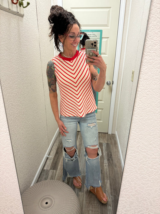 Sadie Sleeveless Striped Tank Top