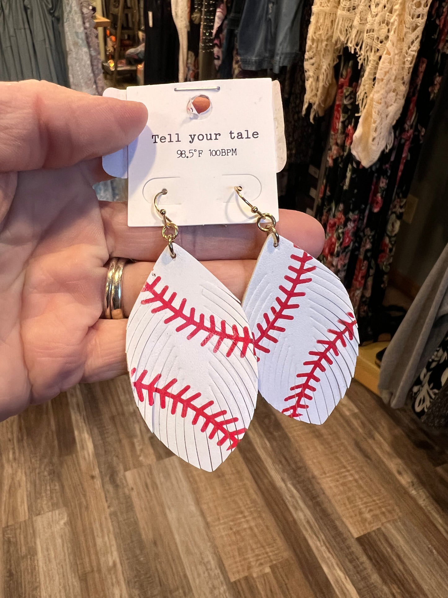 Baseball Dangle Earring Double Stitch