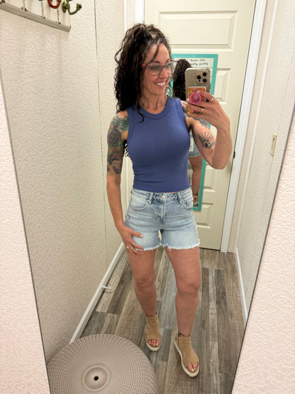 Snatched High Neck Built In Bra Crop Tank