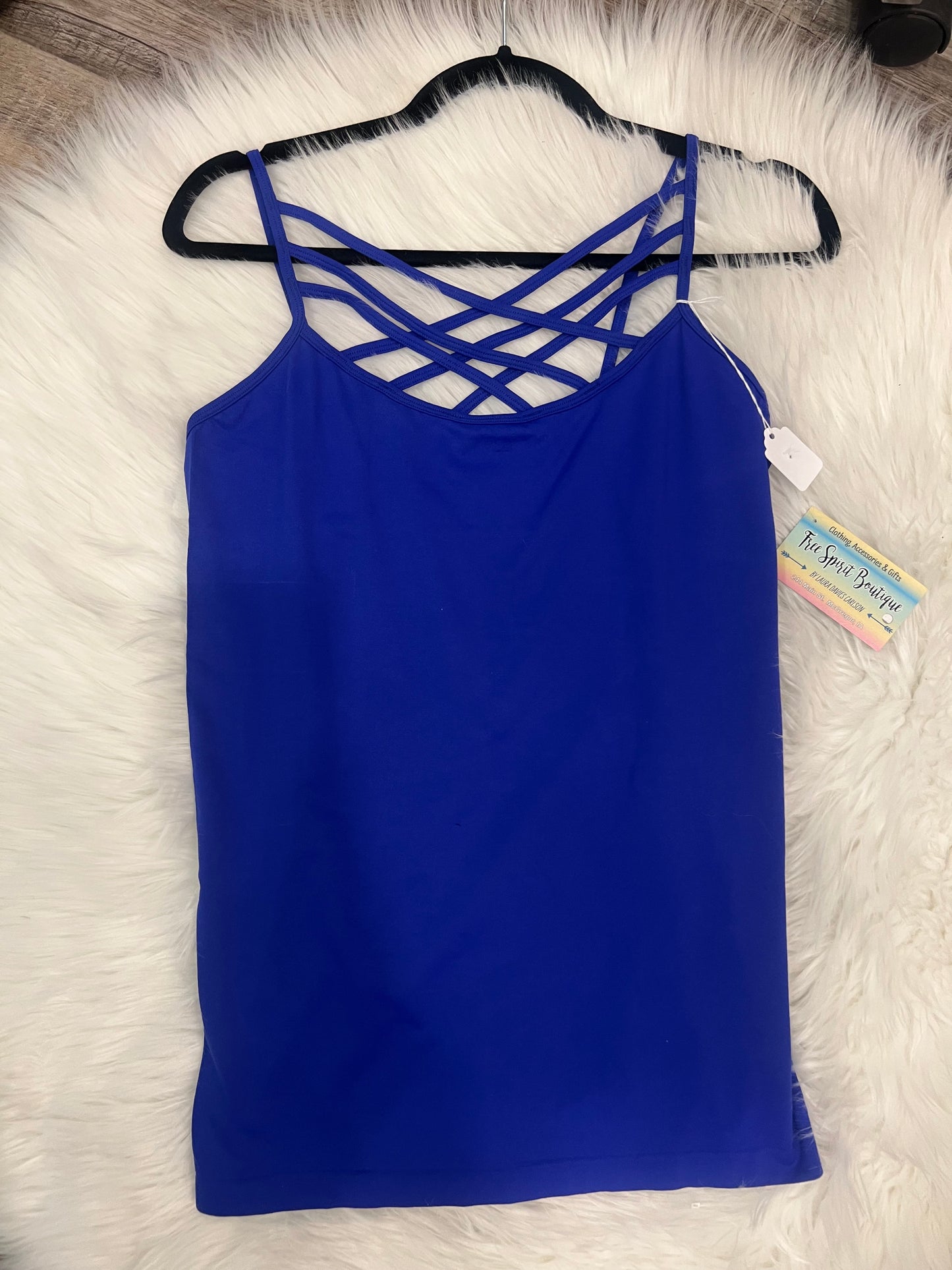 SEAMLESS CRISS-CROSS CAMI (BRIGHT BLUE)