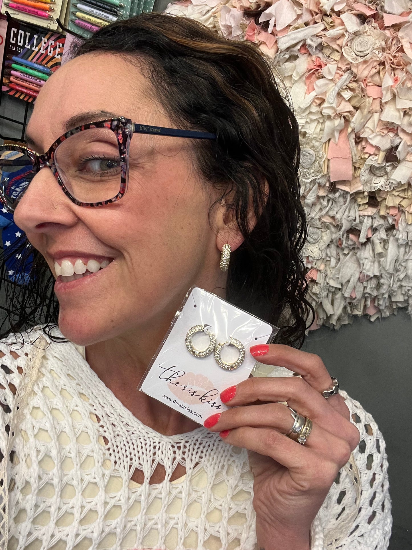 Darling Diva Huggies in Crystal: Gold/Crystal Earrings
