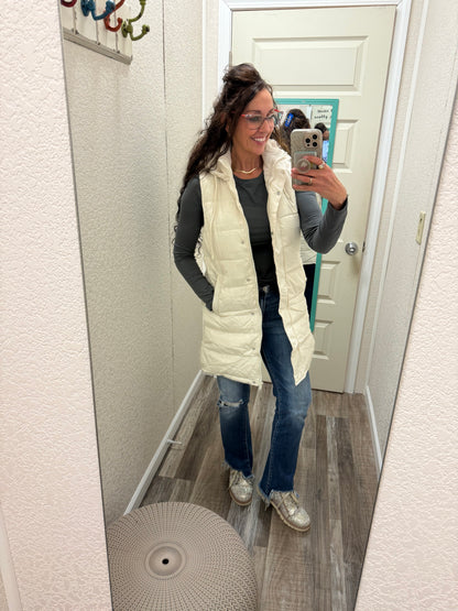 Vivi Ivory Long Puffer Vest
