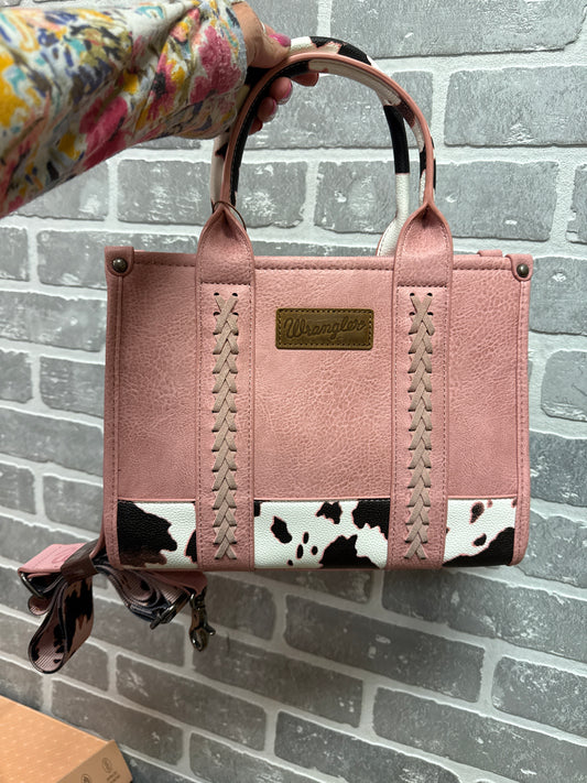Wrangler Pink Cow Crossbody Tote Bag