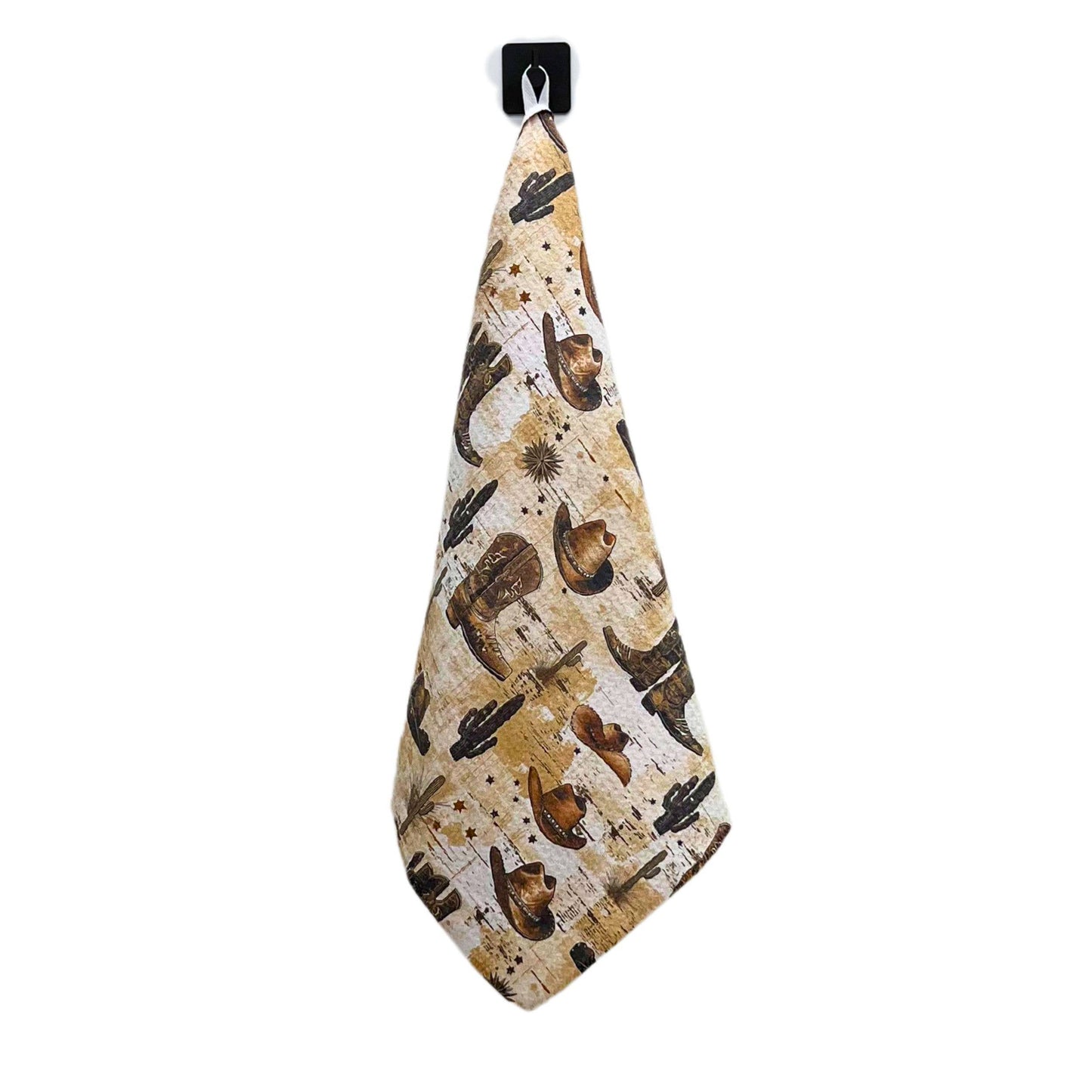 Western Cowboy Boots & Hat Waffle Weave Towels - Home Decor
