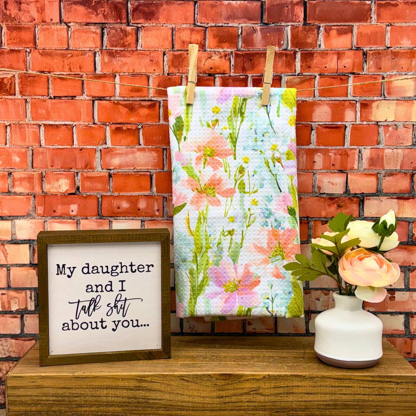 Summer Flower Bloom Waffle Kitchen Tea Towels
