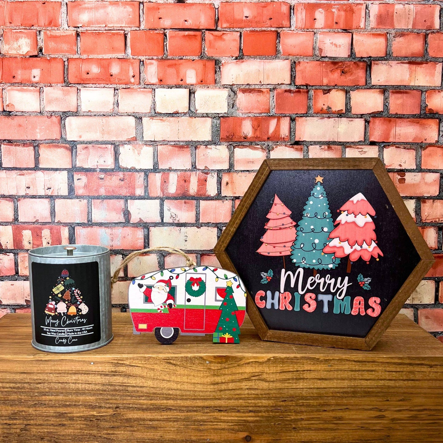 Merry Christmas Tree Collage - Rustic Tin Holiday Candles: Christmas Cookies