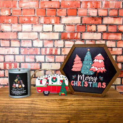 Merry Christmas Tree Collage - Rustic Tin Holiday Candles: Christmas Cookies