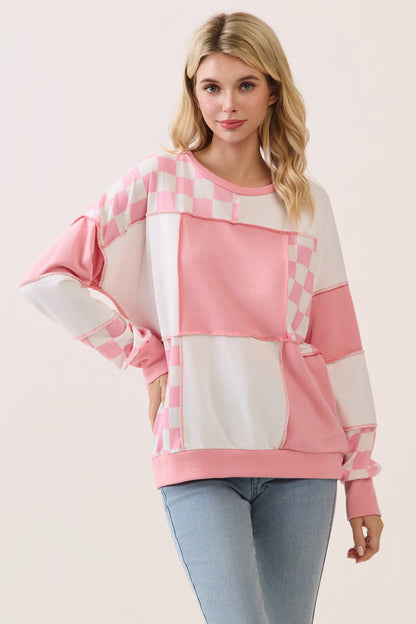 CheckMate Print Patchwork pullover top