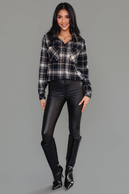 Black Plaid Button Up Flannel