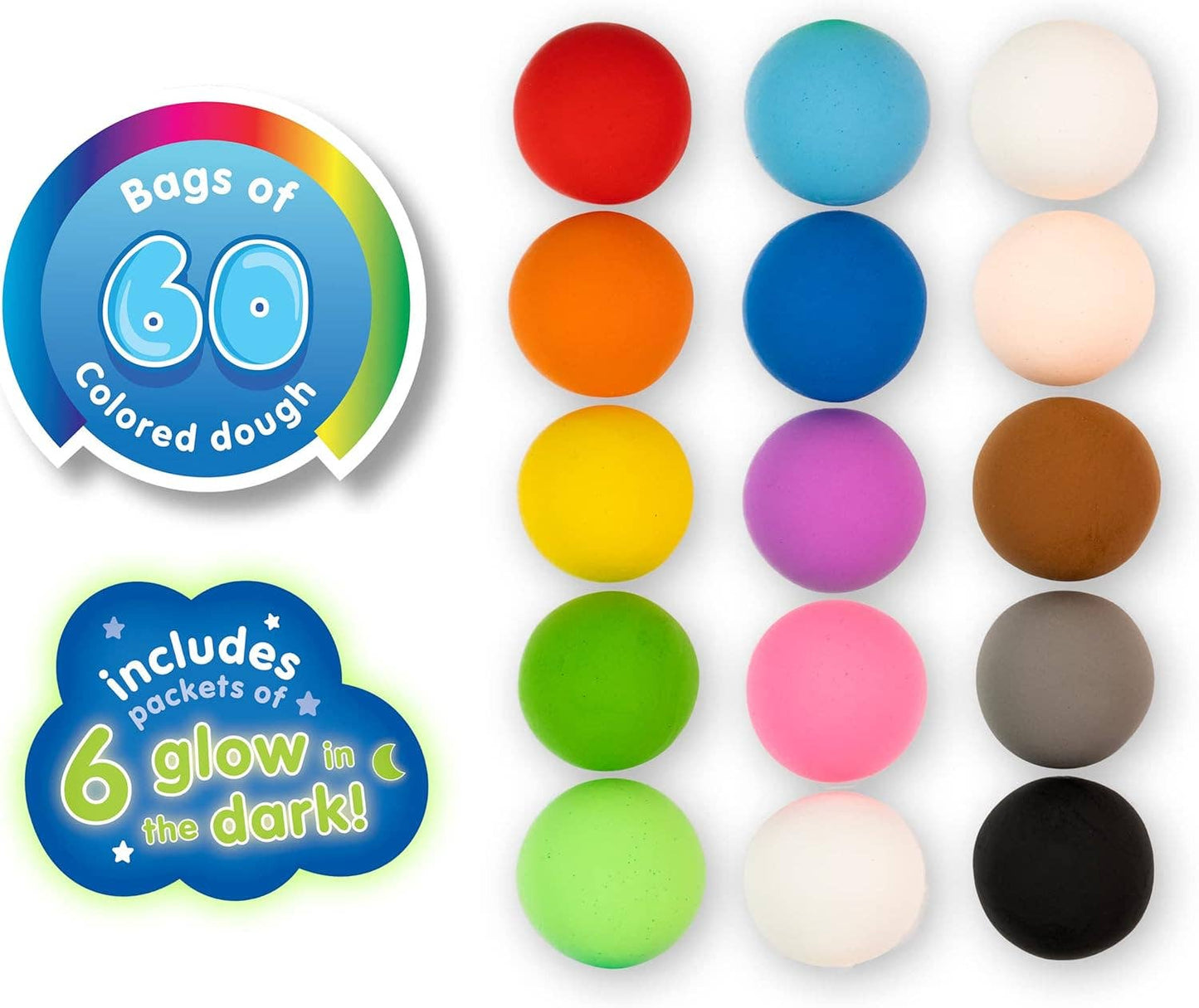 Air Dough - 60 Bags of Colored, Air Dry Clay in a Bucket