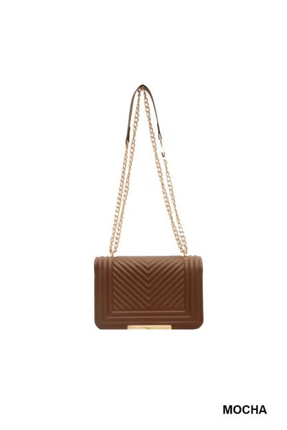 Vegan leather chevron crossbody shoulder bag