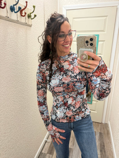 Charming Mesh Top With Thumbholes