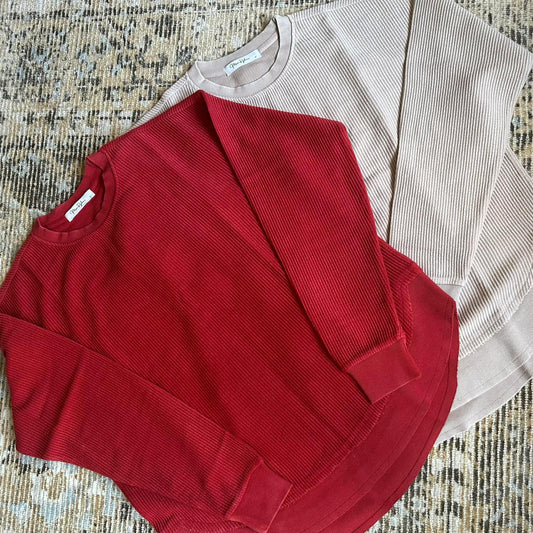 Crimson Red Rounded Bottom Luxe Corded Crew PreOrder ETA 10/7/25