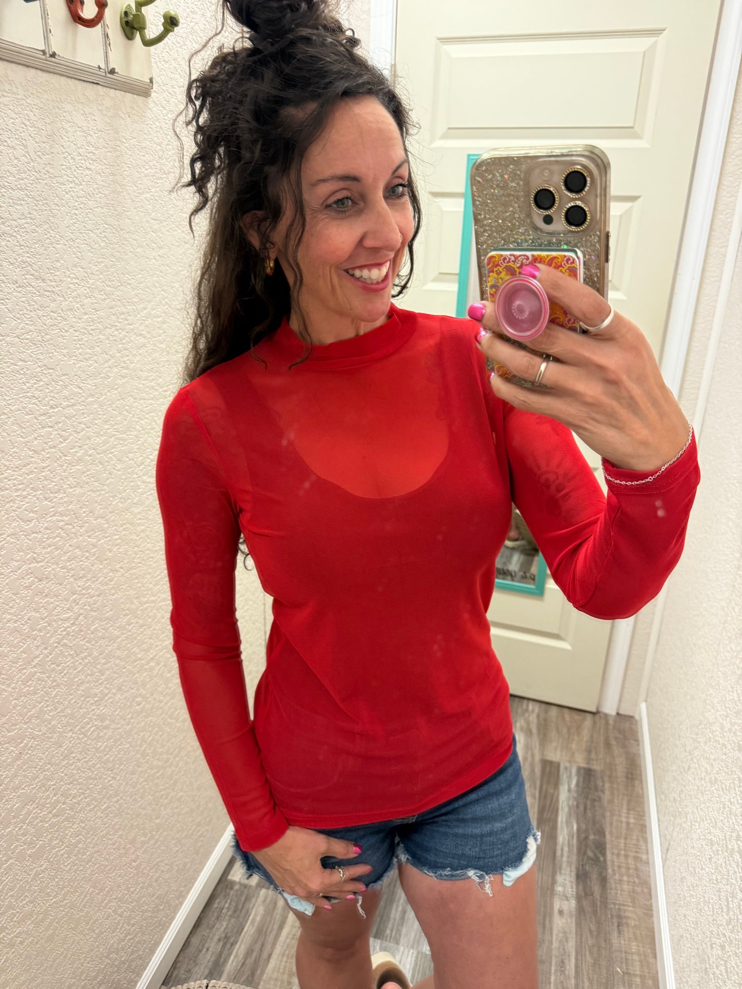 Meshed Out Red Top