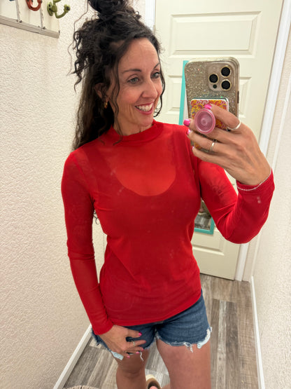 Meshed Out Red Top