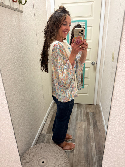 Rock N Roll  Graphic Boho Sheer Kaftan Top