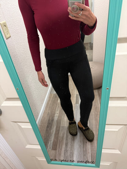 Fleece Black Betty Full Length Leggings with Pockets