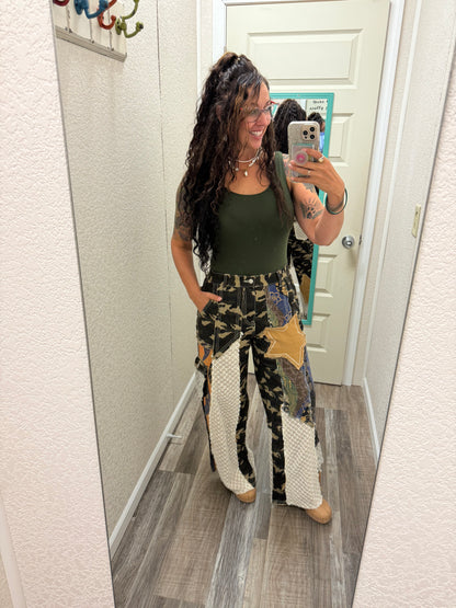 CamoStar Patchwork Wide Leg Pants