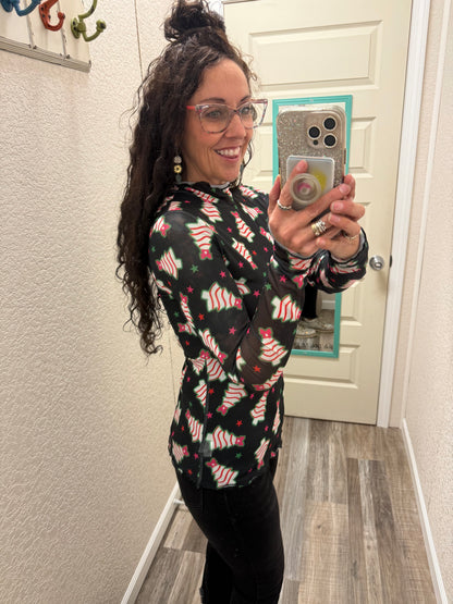 Keigan Mesh Top- Bow Christmas Treats