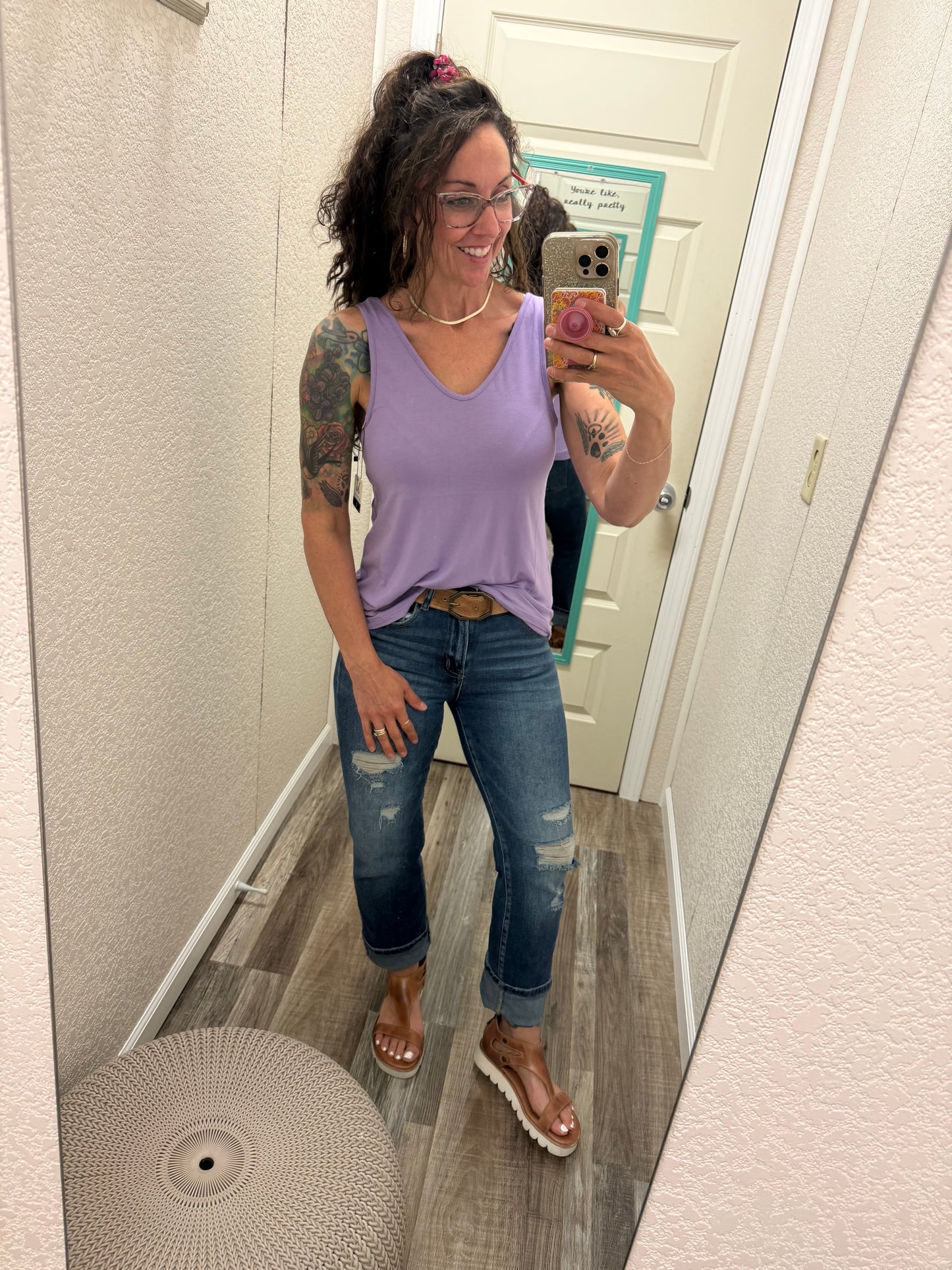 Lavender Vera V Neck Tank - Michelle Mae
