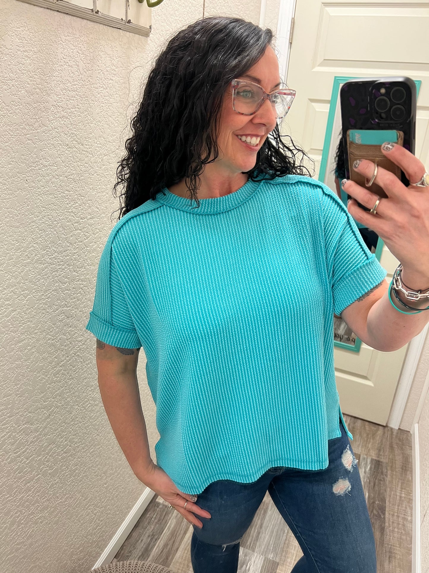 Spring Forward Corded Ribbed Top