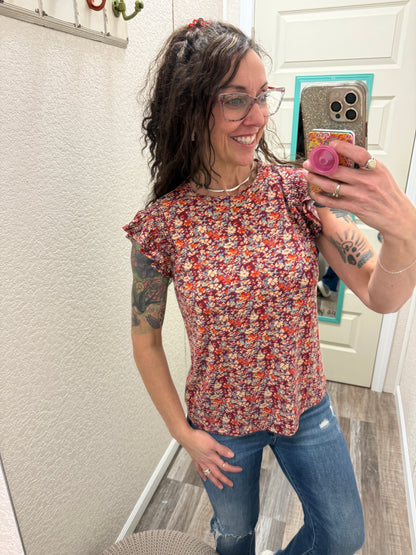 Jersey Smocked Ruffle Top