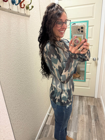 Camouflage Mesh Top