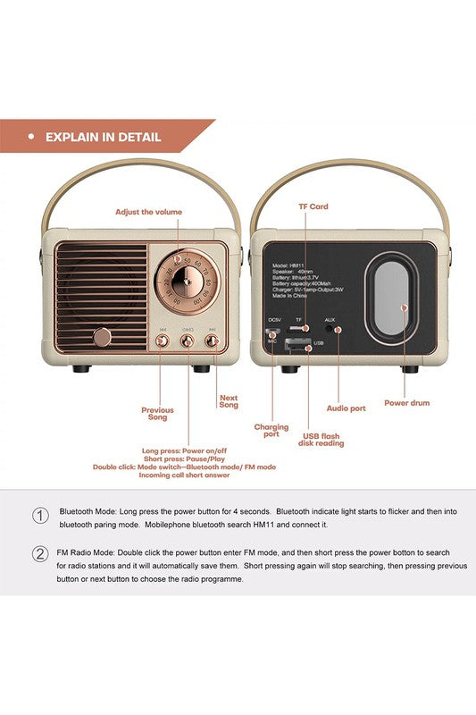 Retro Radio Wireless Bluetooth Speaker