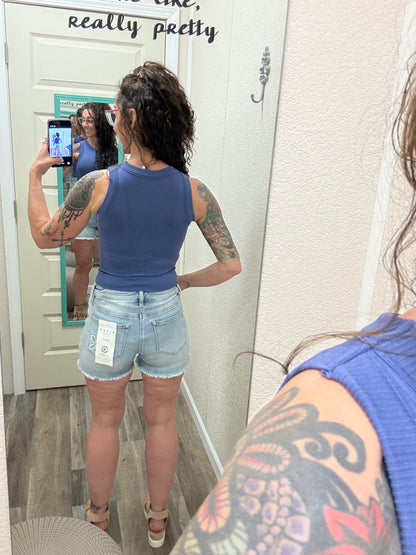 Snatched High Neck Built In Bra Crop Tank