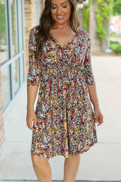 Misty Dress - Mocha Floral