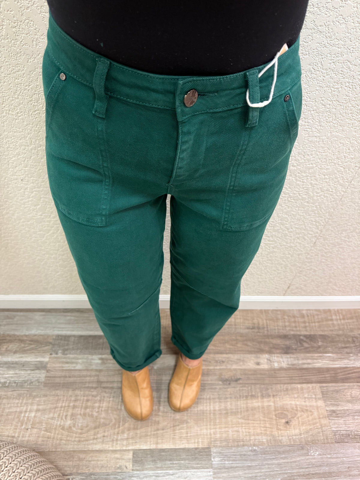 Gwendolyn Green Barrel High Rise Risen Jeans