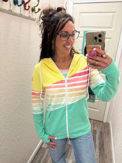 Colorblock Fullzip - Rainbow Stripes