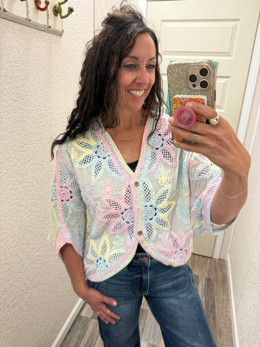 Obsession Crochet Cardigan : RAINBOW / One Size