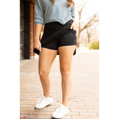 Shelly Tummy Control Black Skort with Pockets