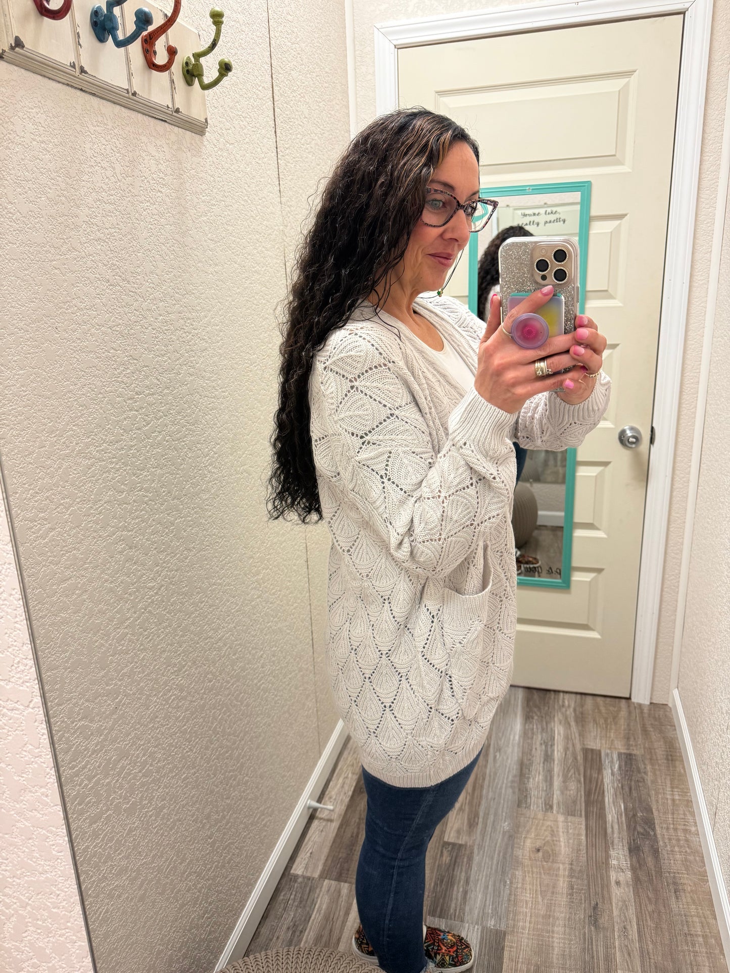 Open Knit Cardigan - Ivory