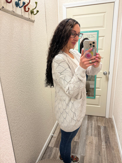 Open Knit Cardigan - Ivory