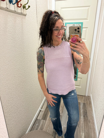 Lavender Fields Pointelle Sweater Tank