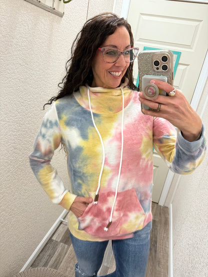 Sky Tie Dye Cowl Neck Sweatshirt