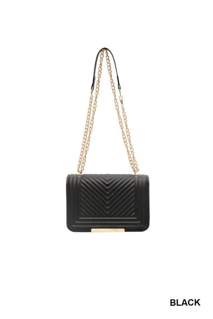 Vegan leather chevron crossbody shoulder bag