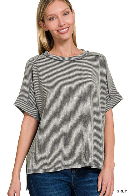 Spring Forward Corded Ribbed Top